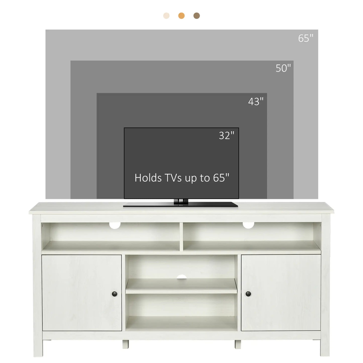 TV Stand for 55" TVs, Storage Cupboard, Shelves, 55.1" x 15.7" x 27", White TV Stands at Gallery Canada