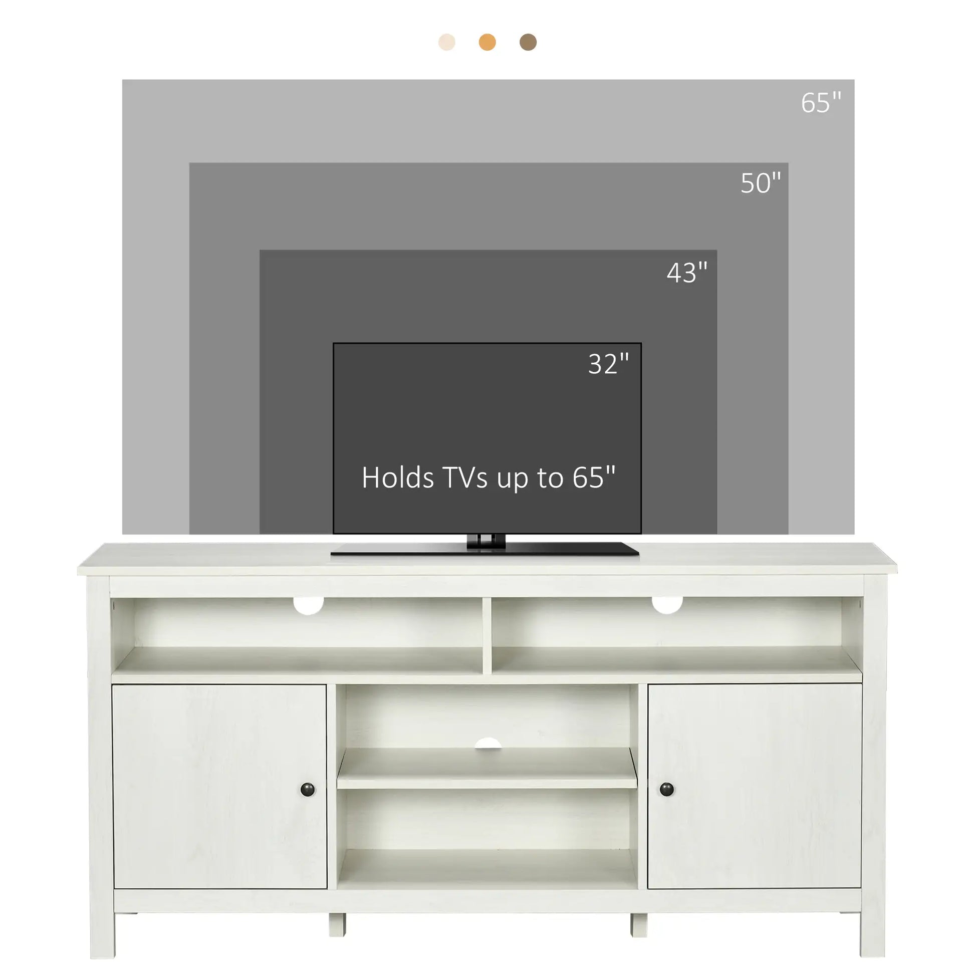 TV Stand for 55" TVs, Storage Cupboard, Shelves, 55.1" x 15.7" x 27", White TV Stands at Gallery Canada