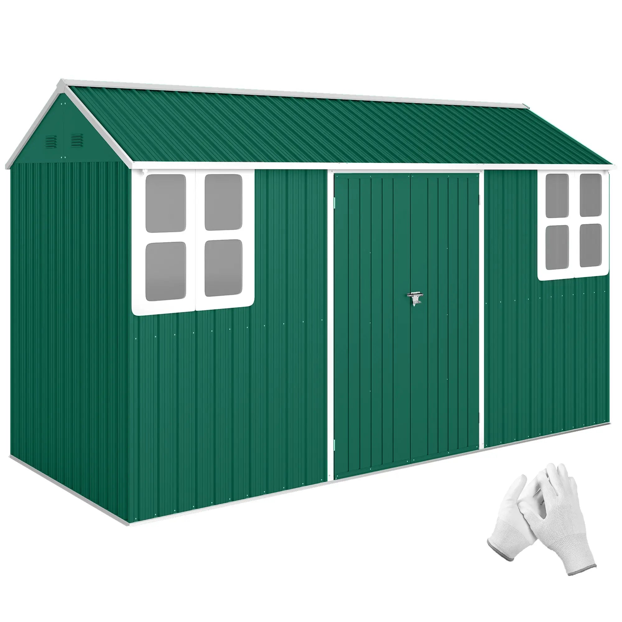12' x 5.5' Metal Storage Shed, Outdoor Tool House, Green Sheds at Gallery Canada