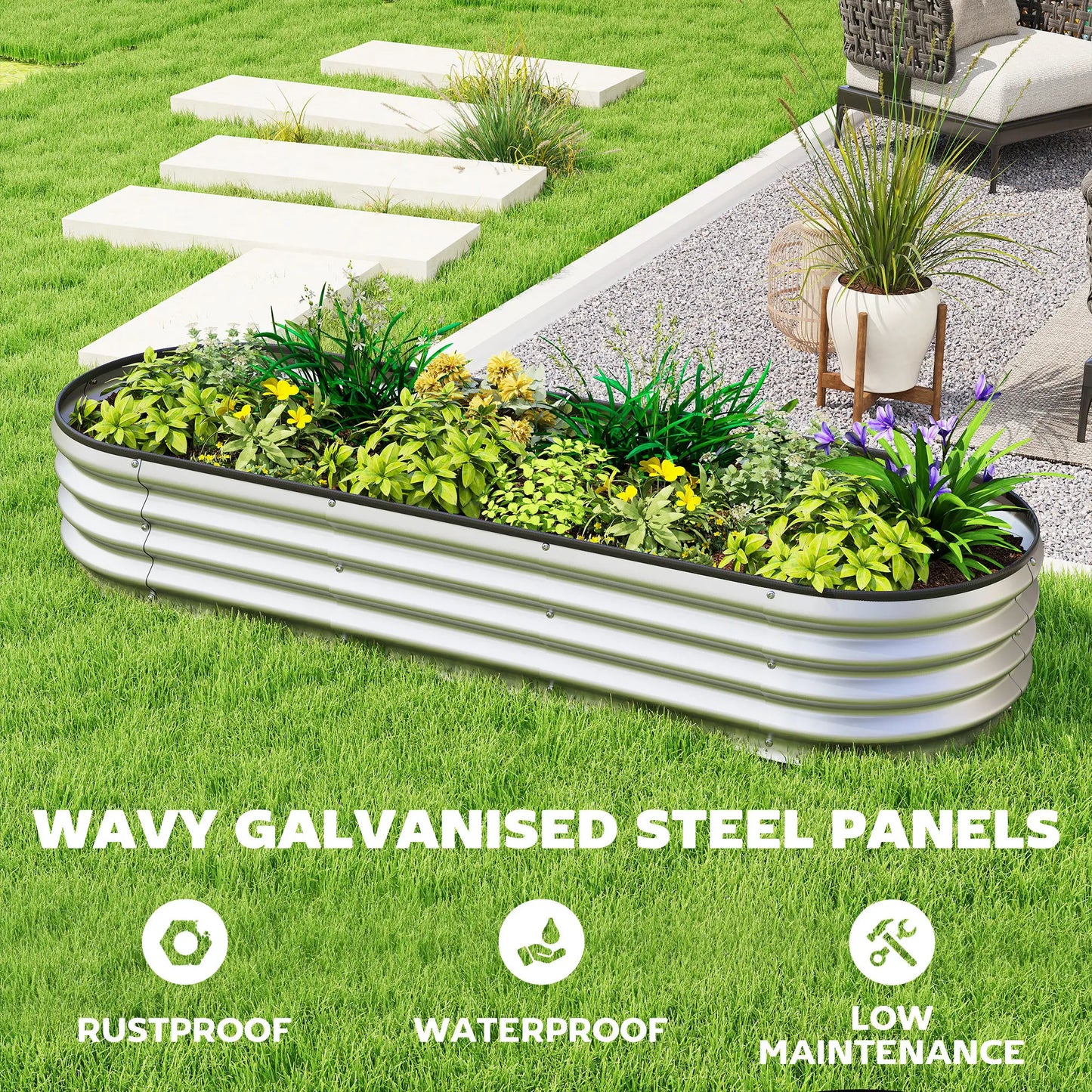 Galvanized Raised Garden Bed, 6 x 2 x 1 ft, Silver Galvanized Planter Boxes at Gallery Canada