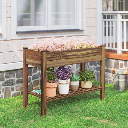 Elevated Planter Box With Legs, Storage Shelf, Raised Garden Bed, Carbonized Elevated Garden Beds at Gallery Canada