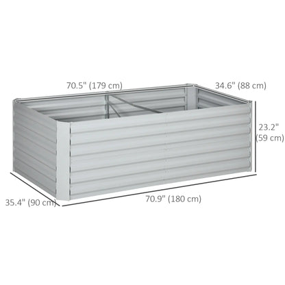 Galvanized Raised Garden Bed, Steel Outdoor Planter, 71" x 35" x 23", Light Grey Raised Garden Beds at Gallery Canada