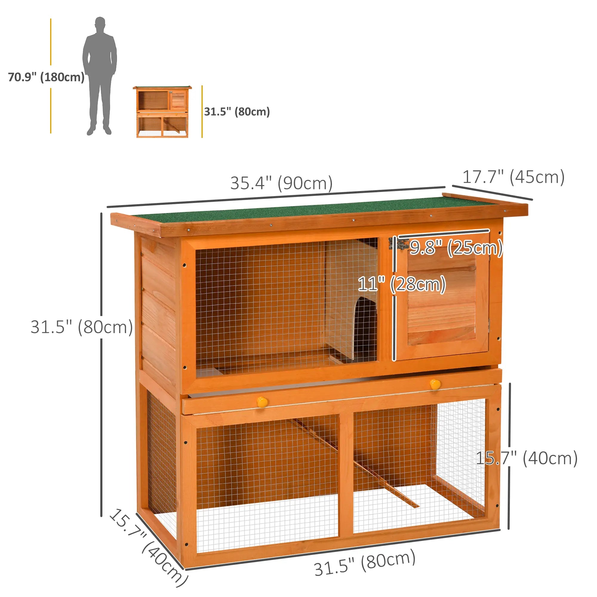Wooden Rabbit Hutch, Small Animal Cage, 2-Level with Run Rabbit Hutch at Gallery Canada