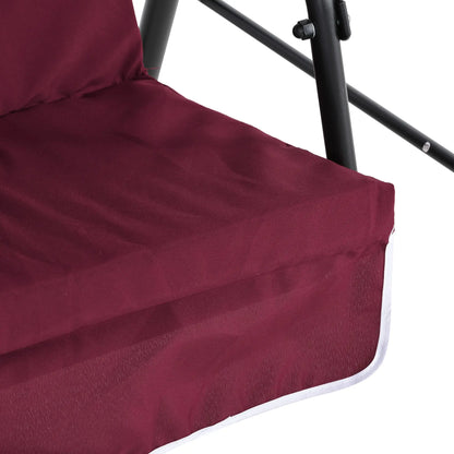 3-Seater Patio Swing Chair with Canopy, Garden Poolside, Wine Red