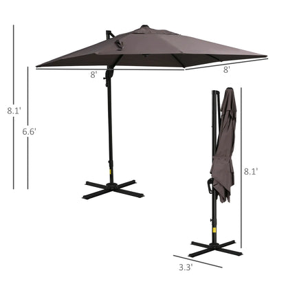 8'x8' Square Patio Hanging Offset Umbrella, Light Brown Offset Cantilever Umbrellas at Gallery Canada
