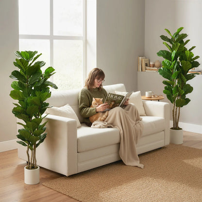 5FT Artificial Fiddle Leaf Fig Tree Set Of 2, Fake Potted Tree, Green Artificial Trees at Gallery Canada