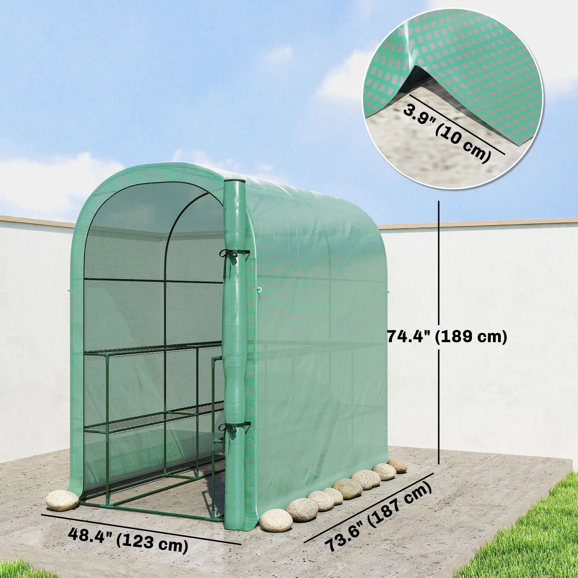Walk-In Mini Greenhouse With Shelves, Portable Outdoor, 123 x 187 x 189 cm, Green Portable Greenhouses at Gallery Canada