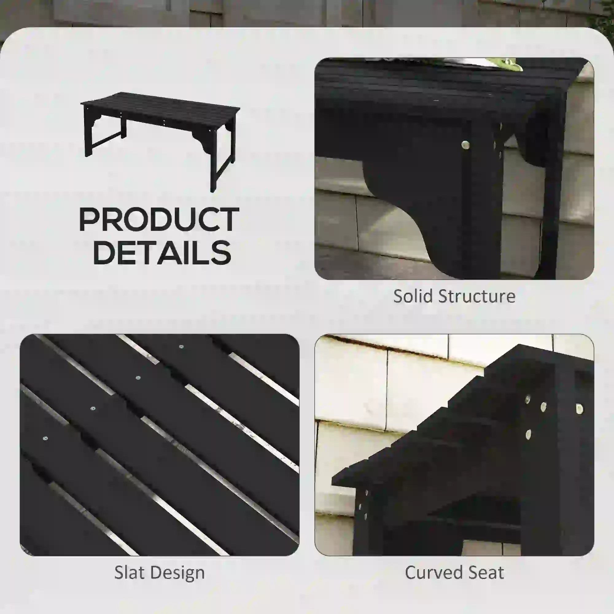 Wooden Garden Bench, Patio Double Park Bench, Black Outdoor Benches at Gallery Canada