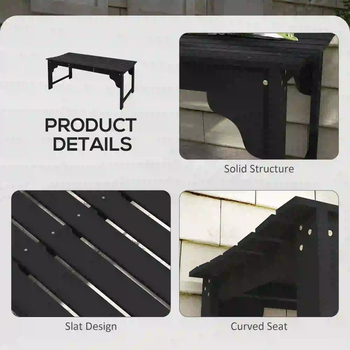 Wooden Garden Bench, Patio Double Park Bench, Black Outdoor Benches at Gallery Canada