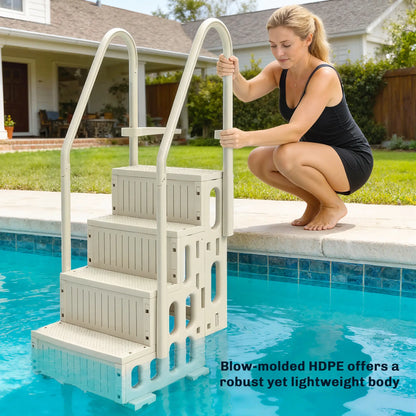 Adjustable Swimming Pool Ladder, 4-Step, Non-Slip Steps, Cream White Outdoor Swimming Pools & Hot Tubs at Gallery Canada