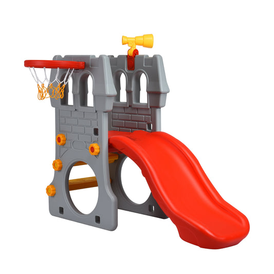 5 in 1 Toddler Climber Slide Playset with Basketball Hoop and Telescope, Multicolor Climbers & Slides Multicolor at Gallery Canada