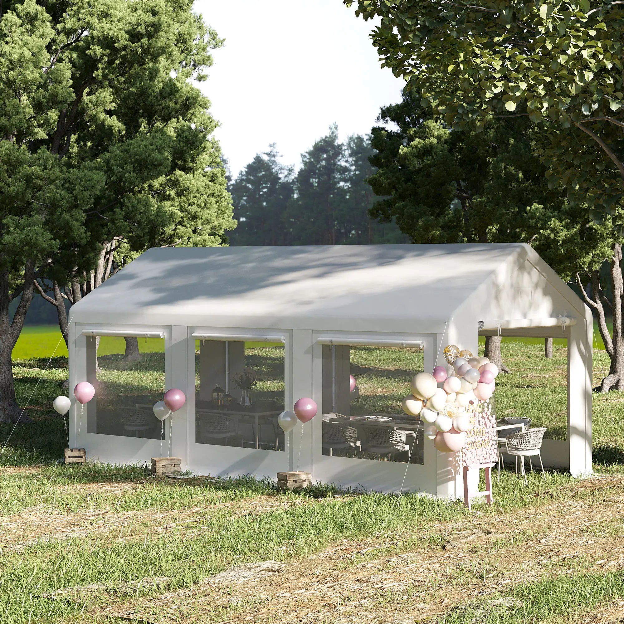 20' x 10' Party Tent Canopy, Gazebo with Removable Side Walls, White Canopy Tents at Gallery Canada