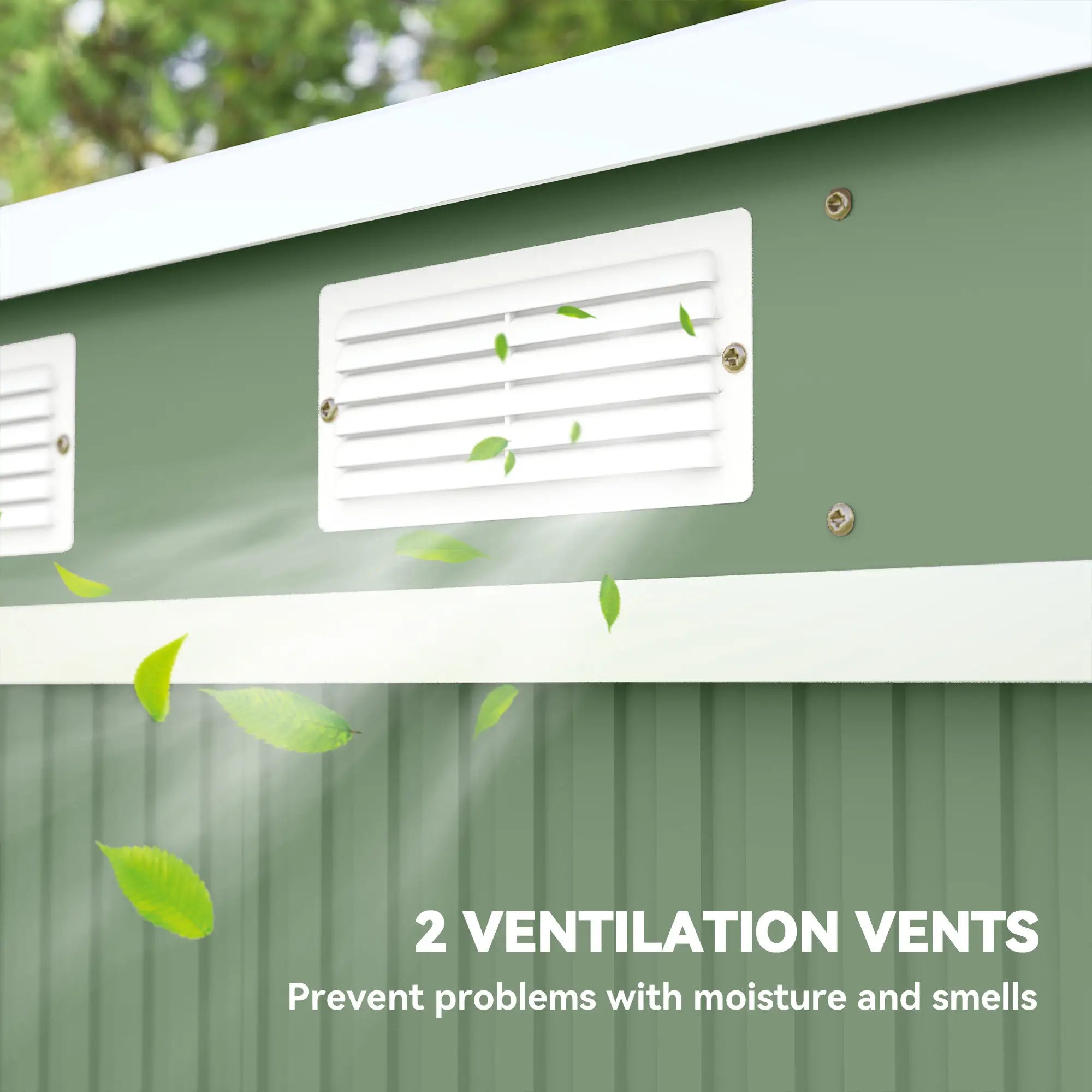 7' x 4' Galvanised Steel Garden Shed, Foundation Kit, Green Sheds at Gallery Canada