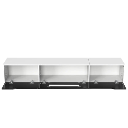 TV Stand With LED Lighting, 71" L x 12" W x 12" H, Black+White TV Stands at Gallery Canada