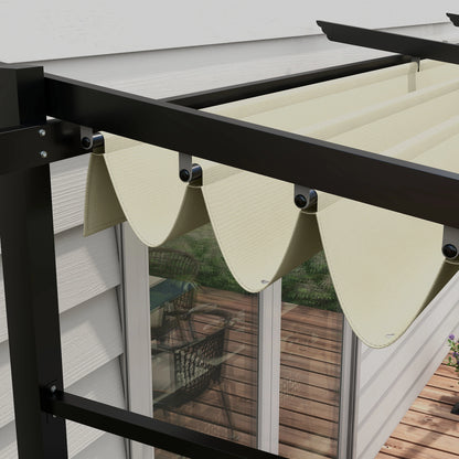 Metal Pergola, Sliding Roof Canopy, Retractable, 10' x 13', Beige Pergolas at Gallery Canada