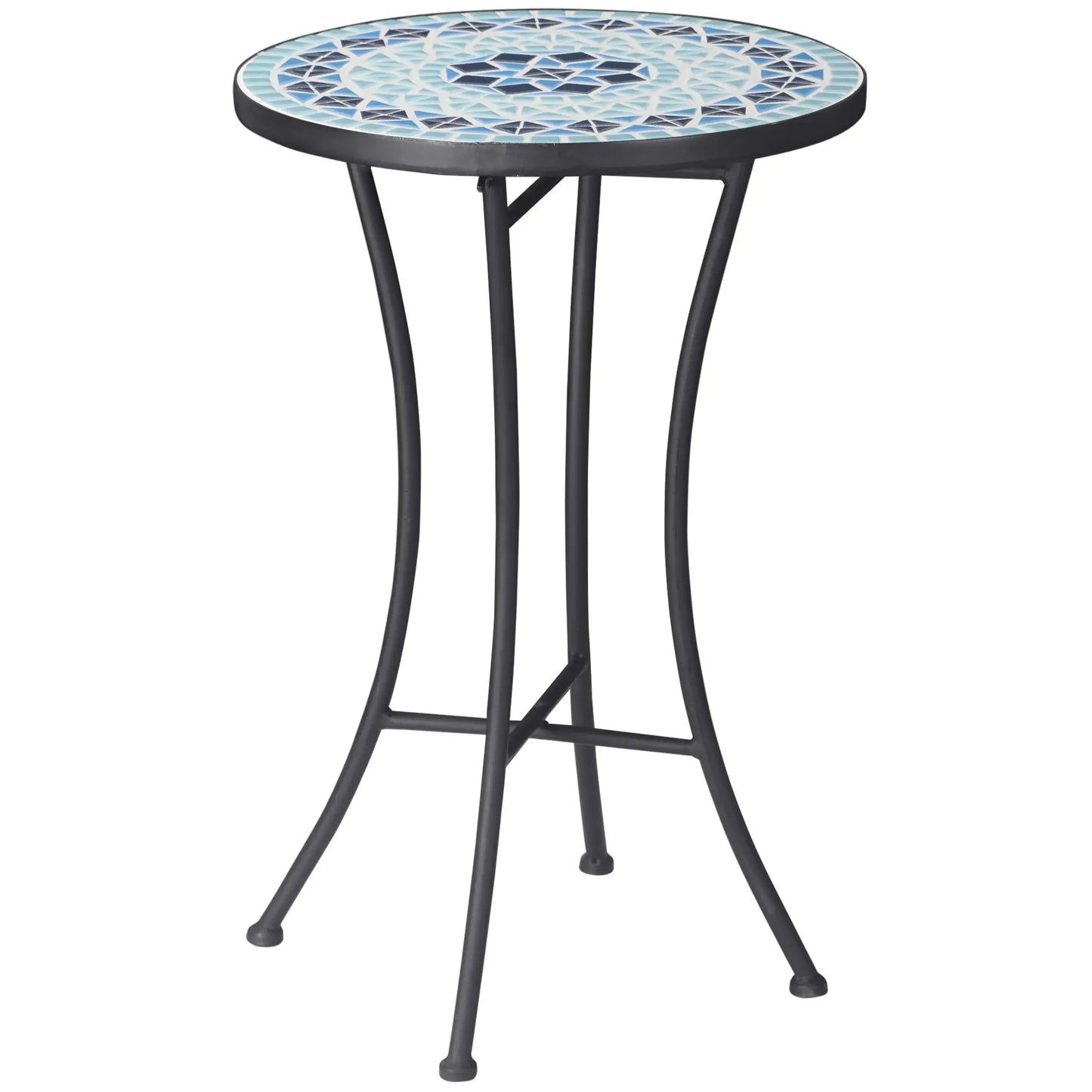 Round Mosaic Patio Table, Metal Frame, Outdoor Garden Furniture, Blue Patio Side Tables Blue at Gallery Canada
