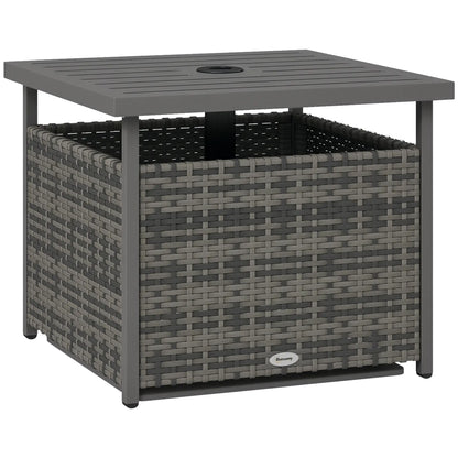 Rattan Coffee Table, Wicker Patio, Umbrella Hole, Mixed-Grey Patio Side Tables at Gallery Canada