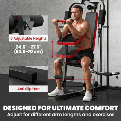 Home Gym Equipment, Multifunctional Weight Machine with Pulley System for Full Body Strength Training, Black Power Towers at Gallery Canada