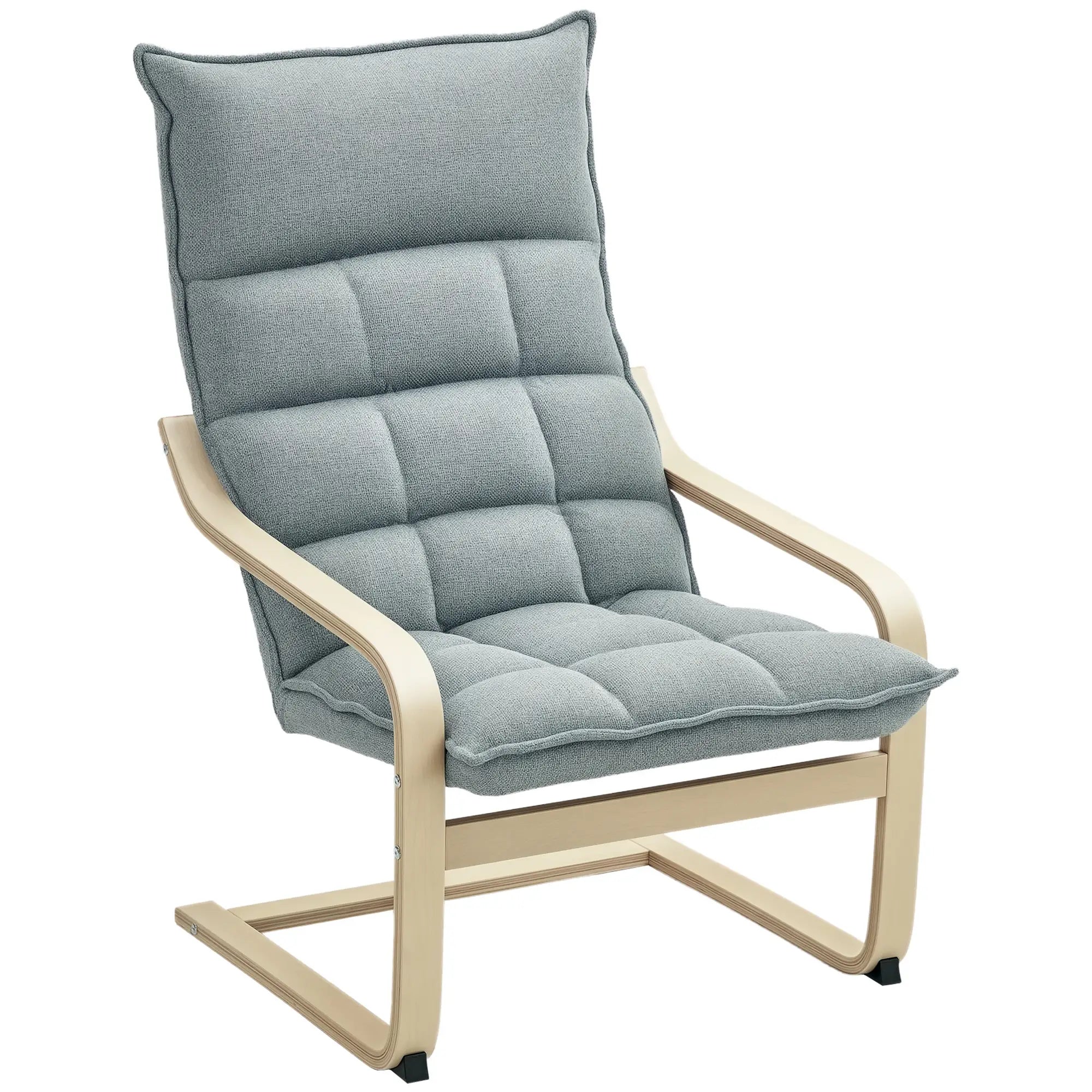 Modern Armchair, Upholstered Accent Chair, Curved Leg, Light Grey Accent Chairs at Gallery Canada