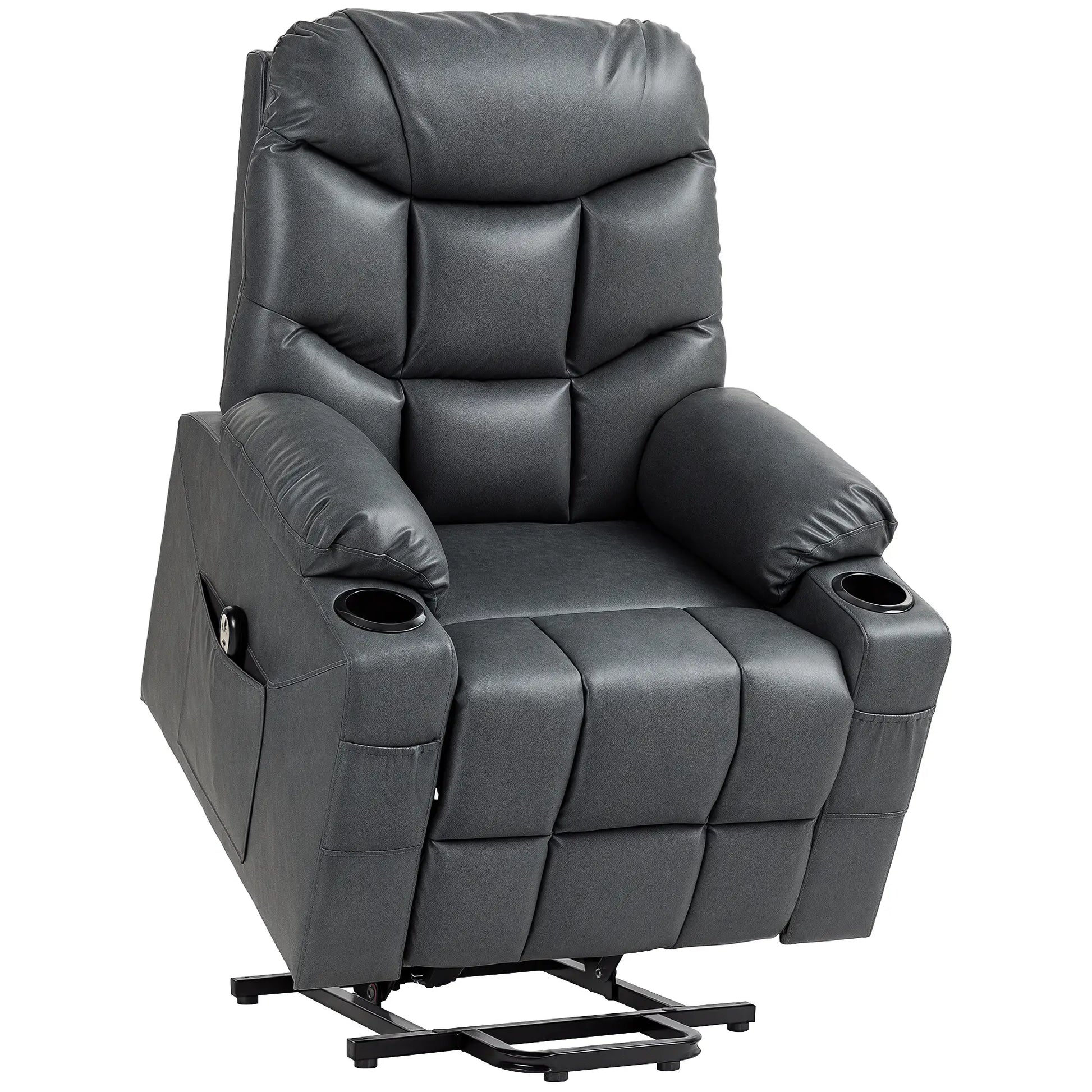 Electric Recliner Chair, PU Leather, Quick Assembly, Remote, Grey Sofas & Reclining Chairs at Gallery Canada