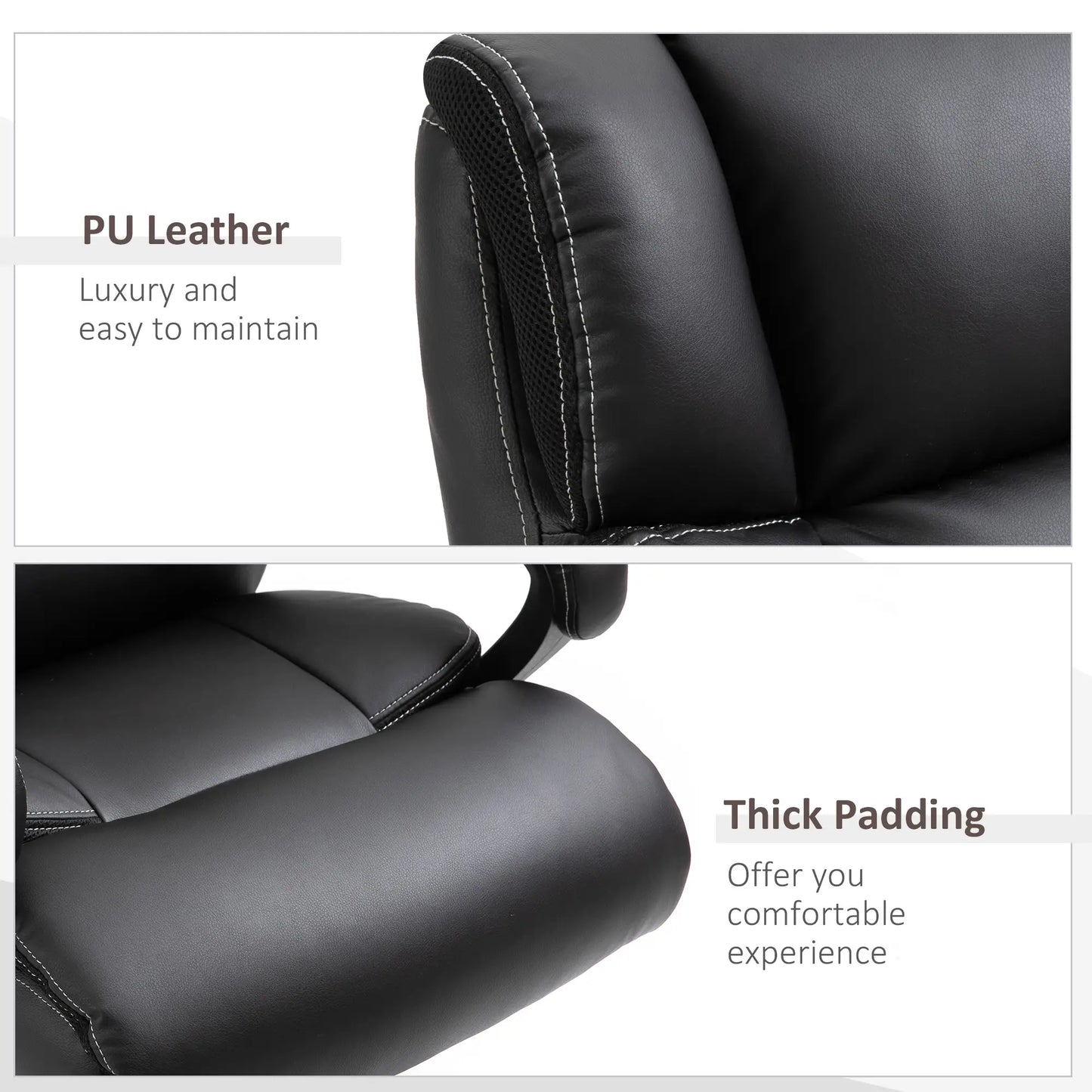 Ergonomic Office Chair, Adjustable Height, PU Leather, 360 Swivel, 400lbs, Black Executive & Manager Chairs at Gallery Canada