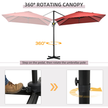 8' x 8' Square Patio Umbrella, 360° Rotation, Aluminum Cantilever, Wine Red Cantilever Umbrellas at Gallery Canada