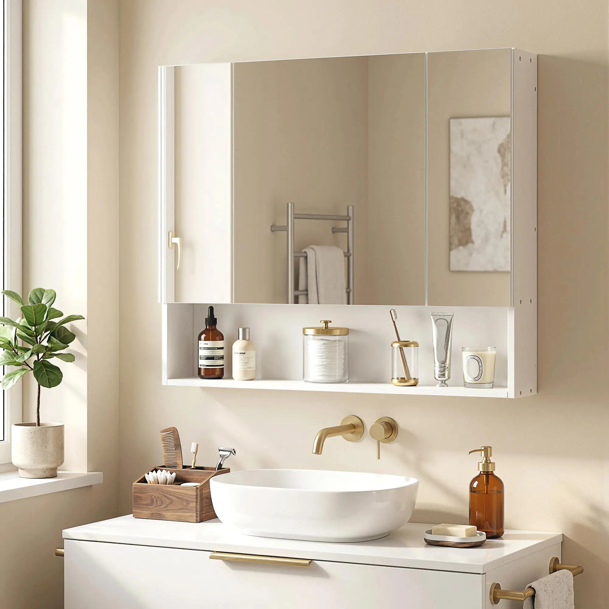 Wall Mounted Medicine Cabinet with Mirror, Adjustable Shelves, White Mirror Medicine Cabinets at Gallery Canada