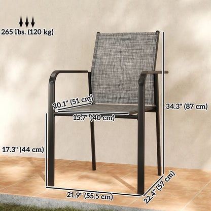 Stackable Patio Chairs Set of 4, 20" Deep Seat, All Weather Mesh, Grey Outdoor Dining Sets at Gallery Canada
