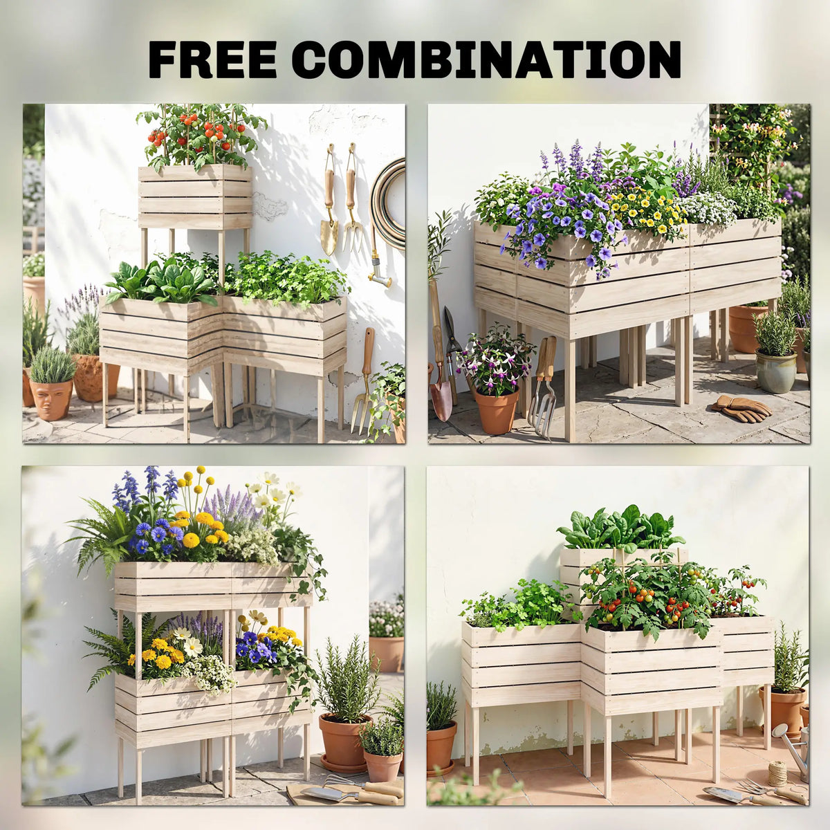 4PCS Wooden Raised Garden Beds, DIY Elevated Planter Box Kit, Indoor Outdoor Elevated Garden Beds at Gallery Canada