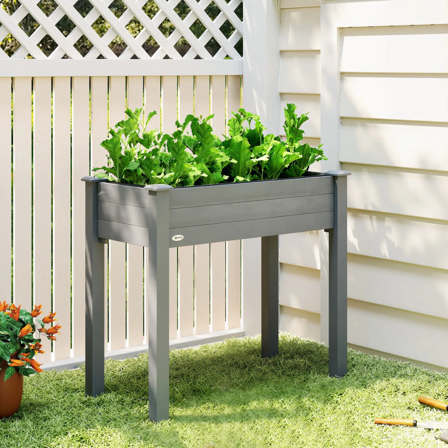 34"x18"x30" Wooden Raised Garden Bed, Elevated Planter Box with Legs, Dark Grey Raised Garden Beds at Gallery Canada