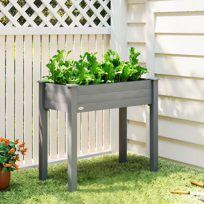 34"x18"x30" Wooden Raised Garden Bed, Elevated Planter Box with Legs, Dark Grey Raised Garden Beds at Gallery Canada