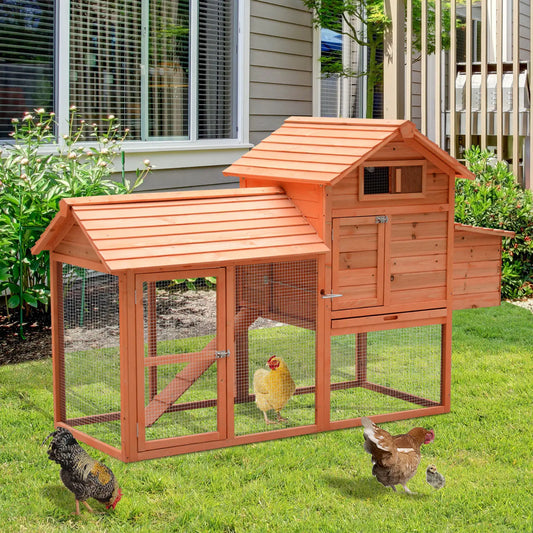 82" Wooden Chicken Coop, Rabbit Hutch, Poultry Cage with Run Chicken Coops Orange at Gallery Canada