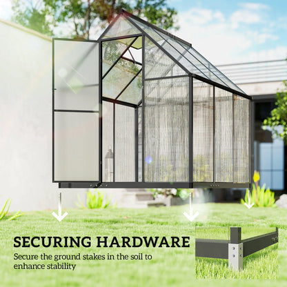 Polycarbonate Greenhouse, Swing Door, Adjustable Window, 6 x 6.5ft, Black Walk In Greenhouses at Gallery Canada