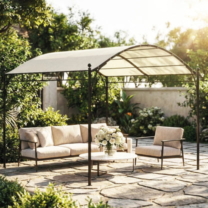 10' x 10' Outdoor Pergola, Galvanized Steel Frame, UV30+ Canopy, Cream White Pergolas at Gallery Canada