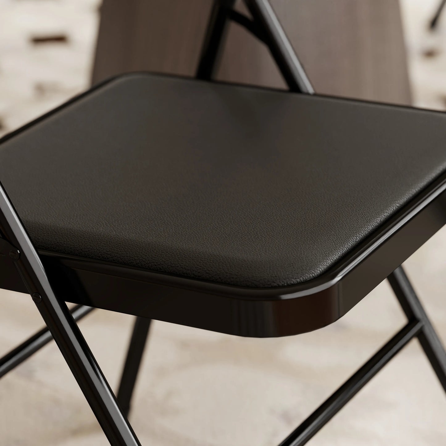 Set of 6 Metal Foldable Chairs, PU Leather Padded, Black Dining Chairs at Gallery Canada