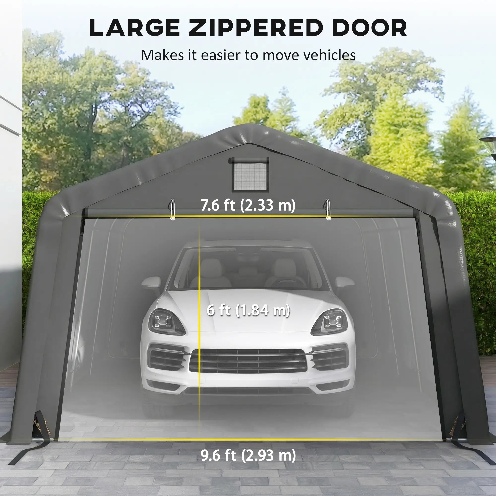 12' x 20' Portable Garage, Heavy Duty Carport, Dark Grey Car Shelters at Gallery Canada