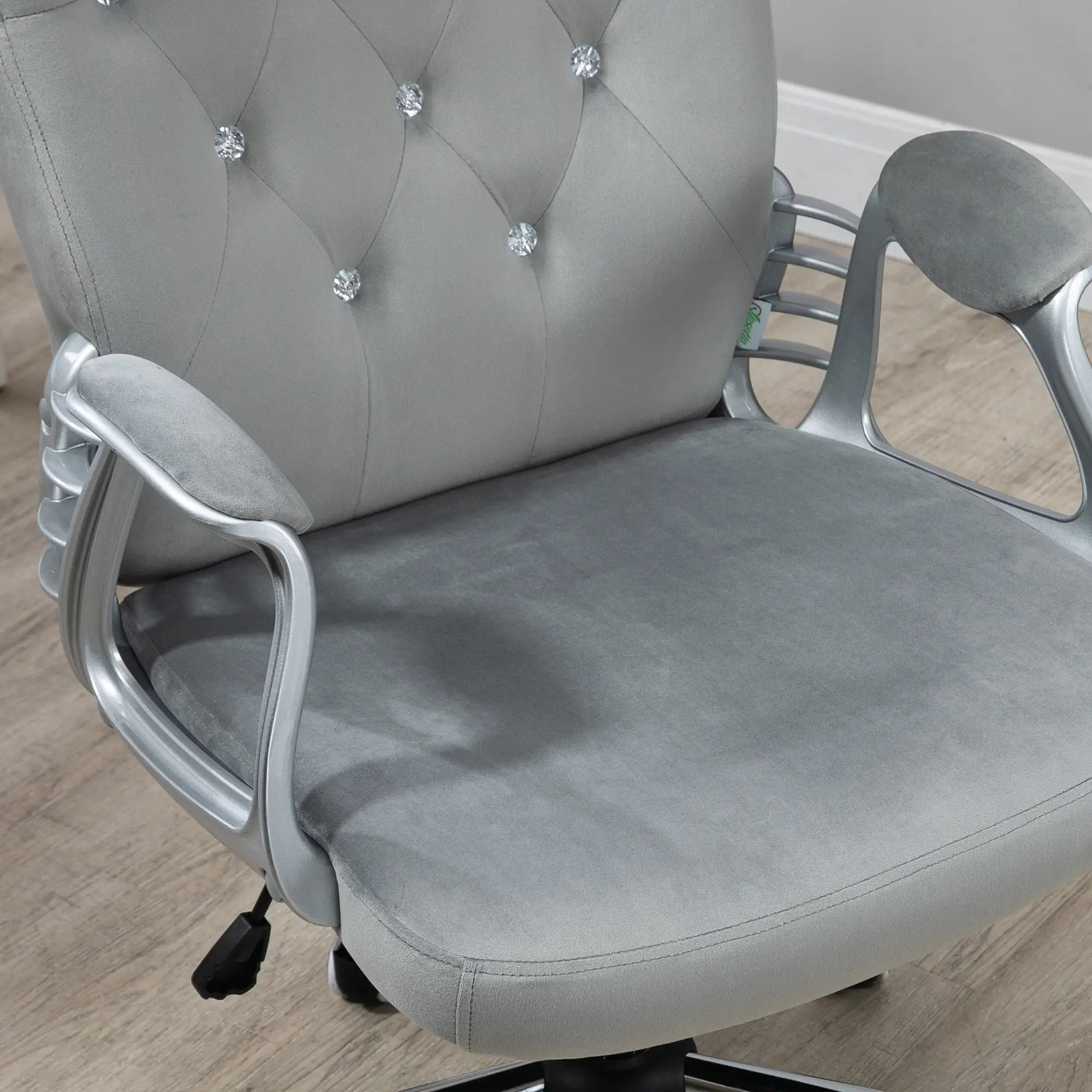 Velvet Office Chair, Button Tufted Desk Chair, Adjustable Height, Grey Executive & Manager Chairs at Gallery Canada