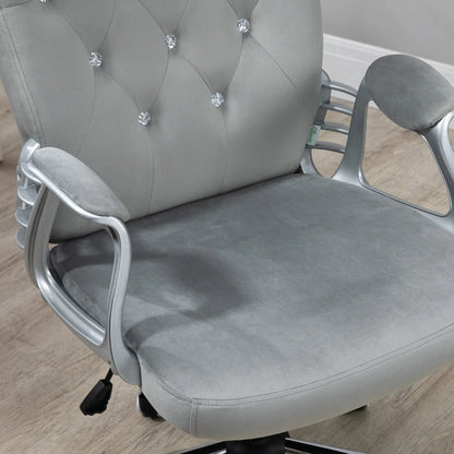 Velvet Office Chair, Button Tufted Desk Chair, Adjustable Height, Grey Executive & Manager Chairs at Gallery Canada