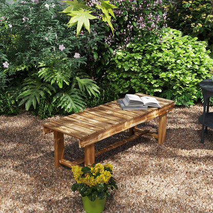 Outdoor Garden Bench, Backless Patio Stool, 43.25" x 15" x 13.75", Carbonized Outdoor Benches at Gallery Canada