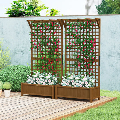 Wood Planter with Trellis for Vine Climbing, Raised Garden Bed Wooden Planter Boxes at Gallery Canada