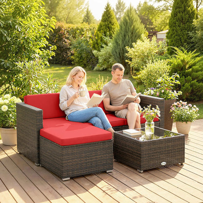 3-Piece Patio Furniture Set, Outdoor PE Rattan Wicker Sofa, Glass Top Table Patio Furniture Sets at Gallery Canada