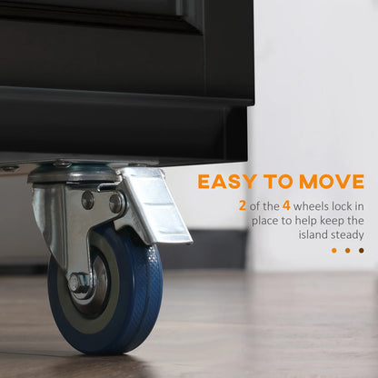 Kitchen Island with Storage, Drop Leaf, Rubber Wood Top, Black Kitchen Islands & Kitchen Carts at Gallery Canada