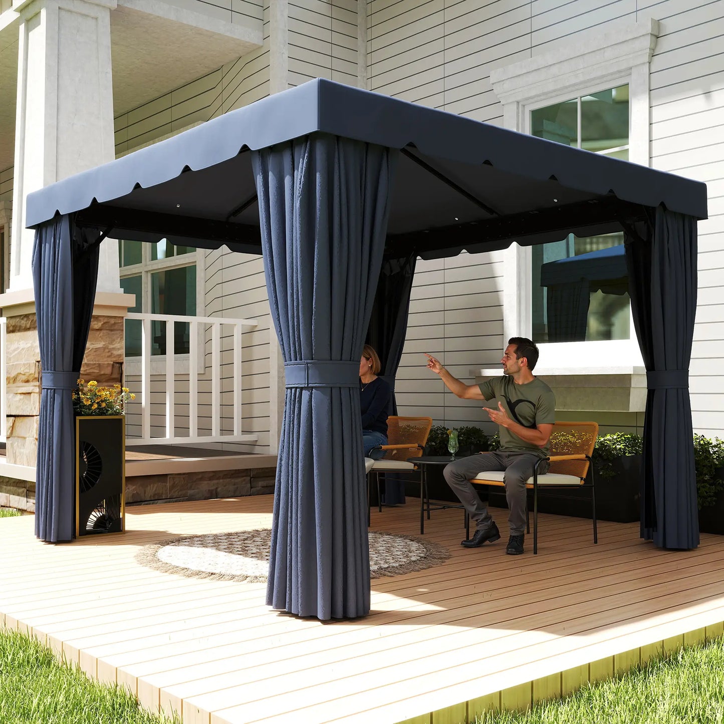 10' X 10' Outdoor Patio Gazebo, Dark Blue Gazebos at Gallery Canada