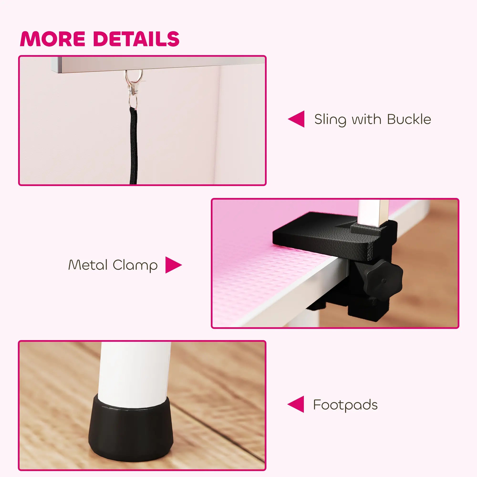 Foldable Pet Grooming Table, Adjustable Arm, Non-Slip, Pink Dog Grooming Tables at Gallery Canada