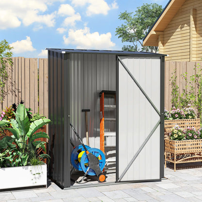 5' x 3' Outdoor Storage Shed, Steel Garden Shed, Lockable Door, Black Sheds at Gallery Canada