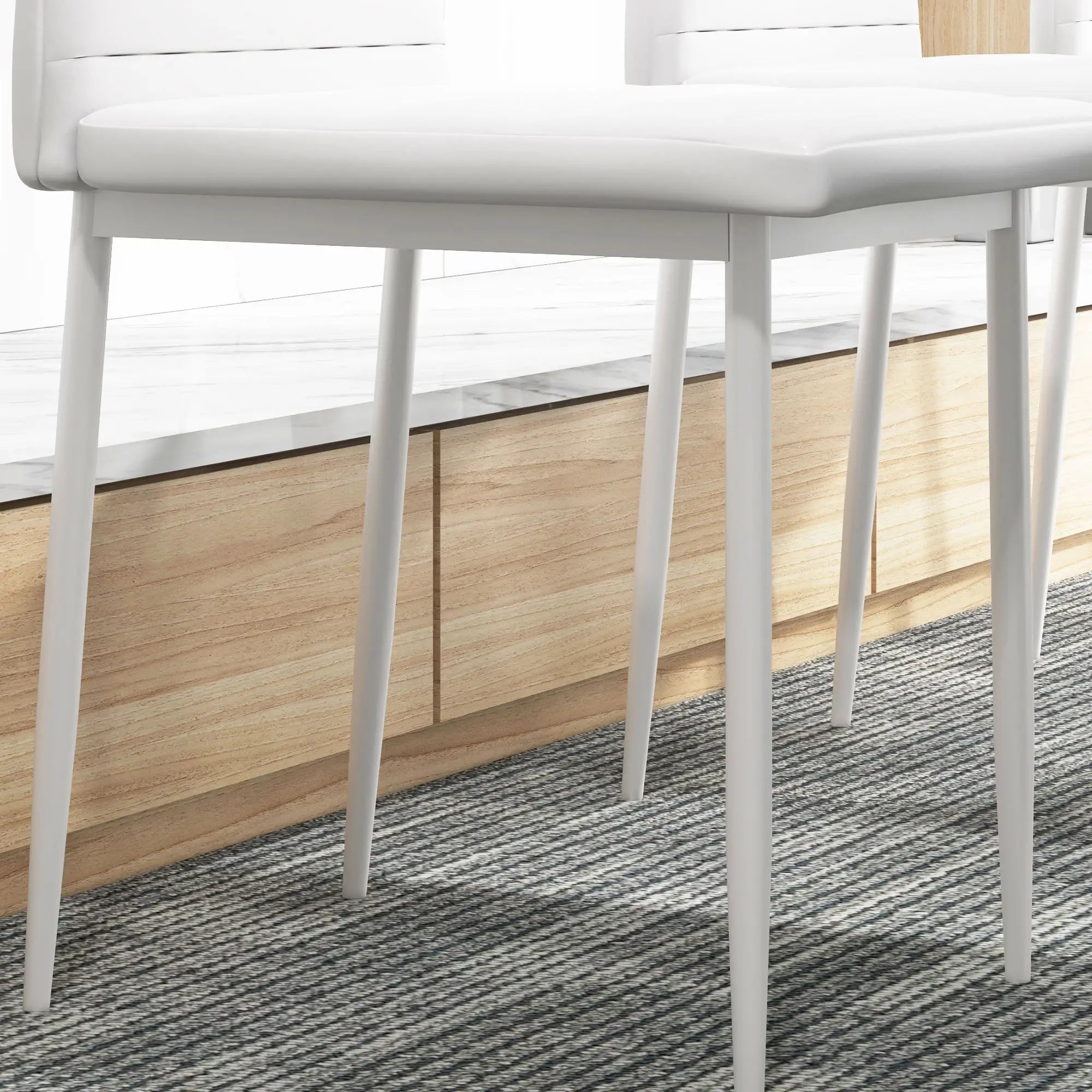 Modern Upholstered PU Leather Dining Chairs, Set of 6, White Bar Stools at Gallery Canada