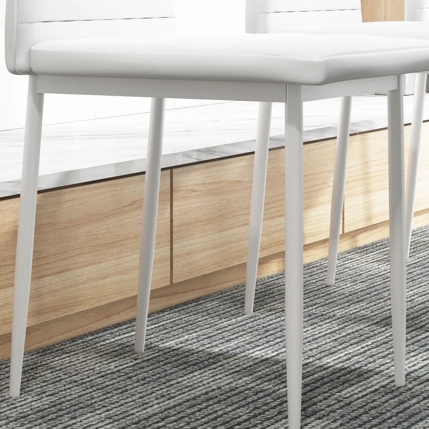 Modern Upholstered PU Leather Dining Chairs, Set of 6, White Bar Stools at Gallery Canada