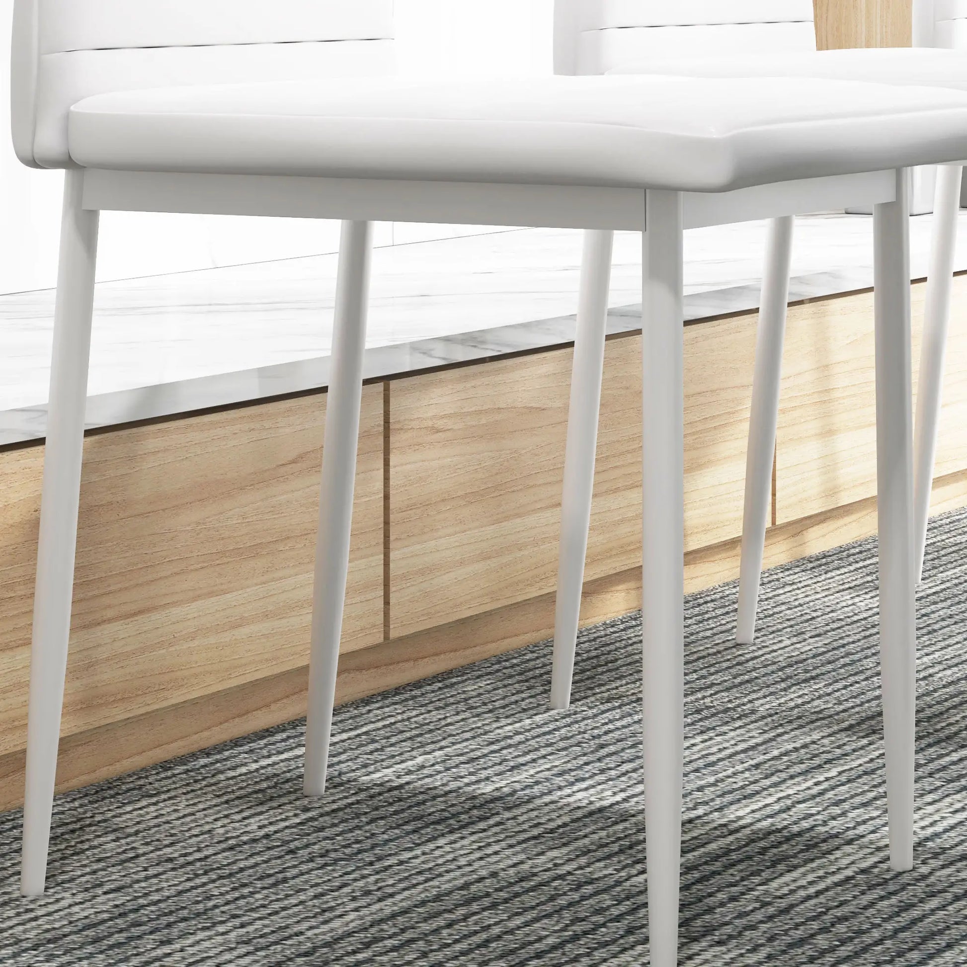 Modern Upholstered PU Leather Dining Chairs, Set of 6, White Bar Stools at Gallery Canada