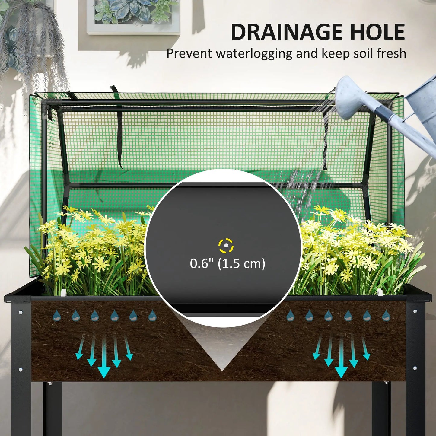 Raised Garden Bed Planter With PE Cover, Elevated Box With Drainage, Black Raised Garden Beds at Gallery Canada