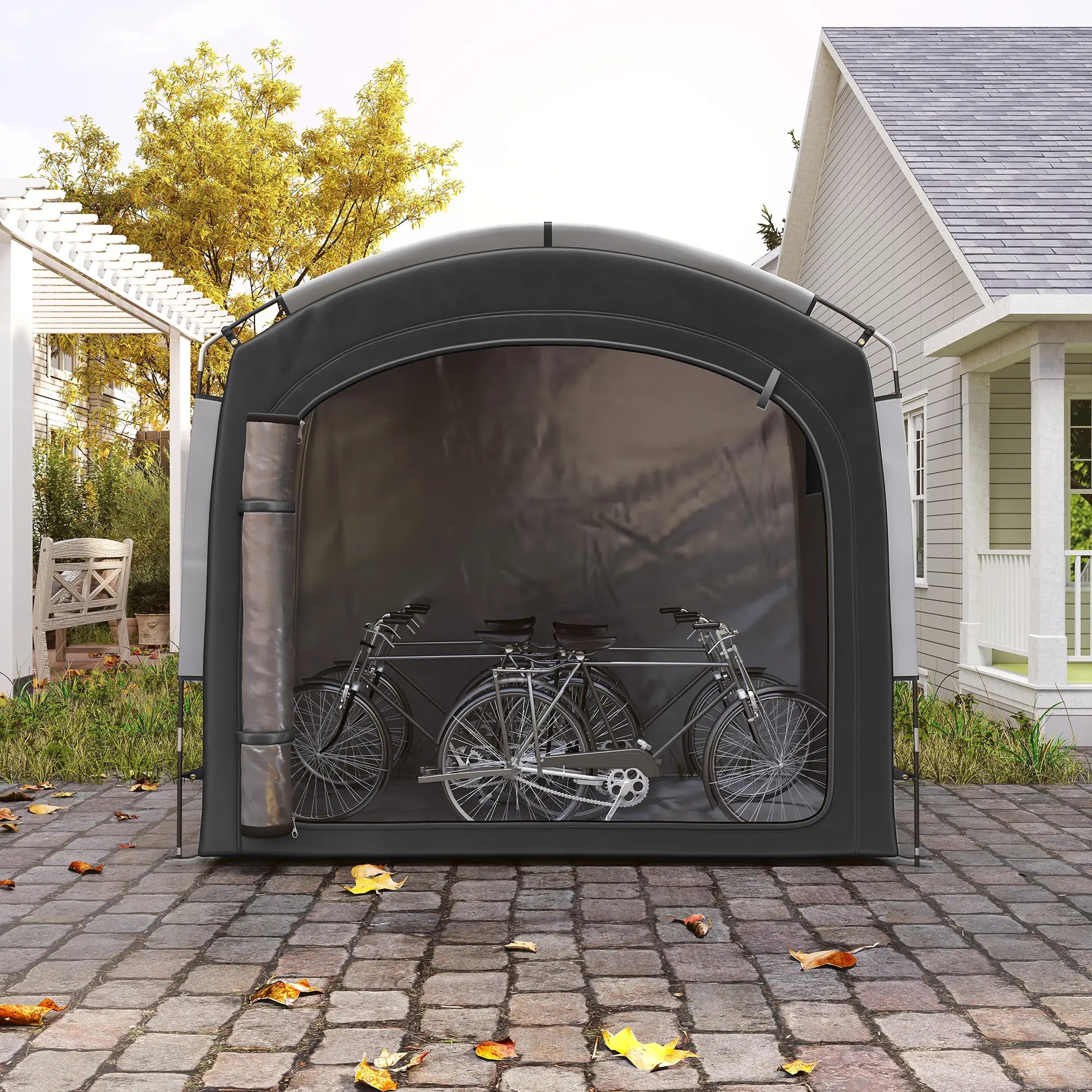 Bike Storage Shed Tent, Portable Waterproof, 210D Oxford Fabric, Black Car Shelters at Gallery Canada